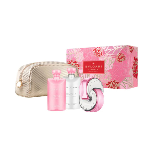 Bvlgari Omnia Pink Sapphire Gift Set: EdT 65ml+BL 75ml+SG 65ml+Cosmetic Bag