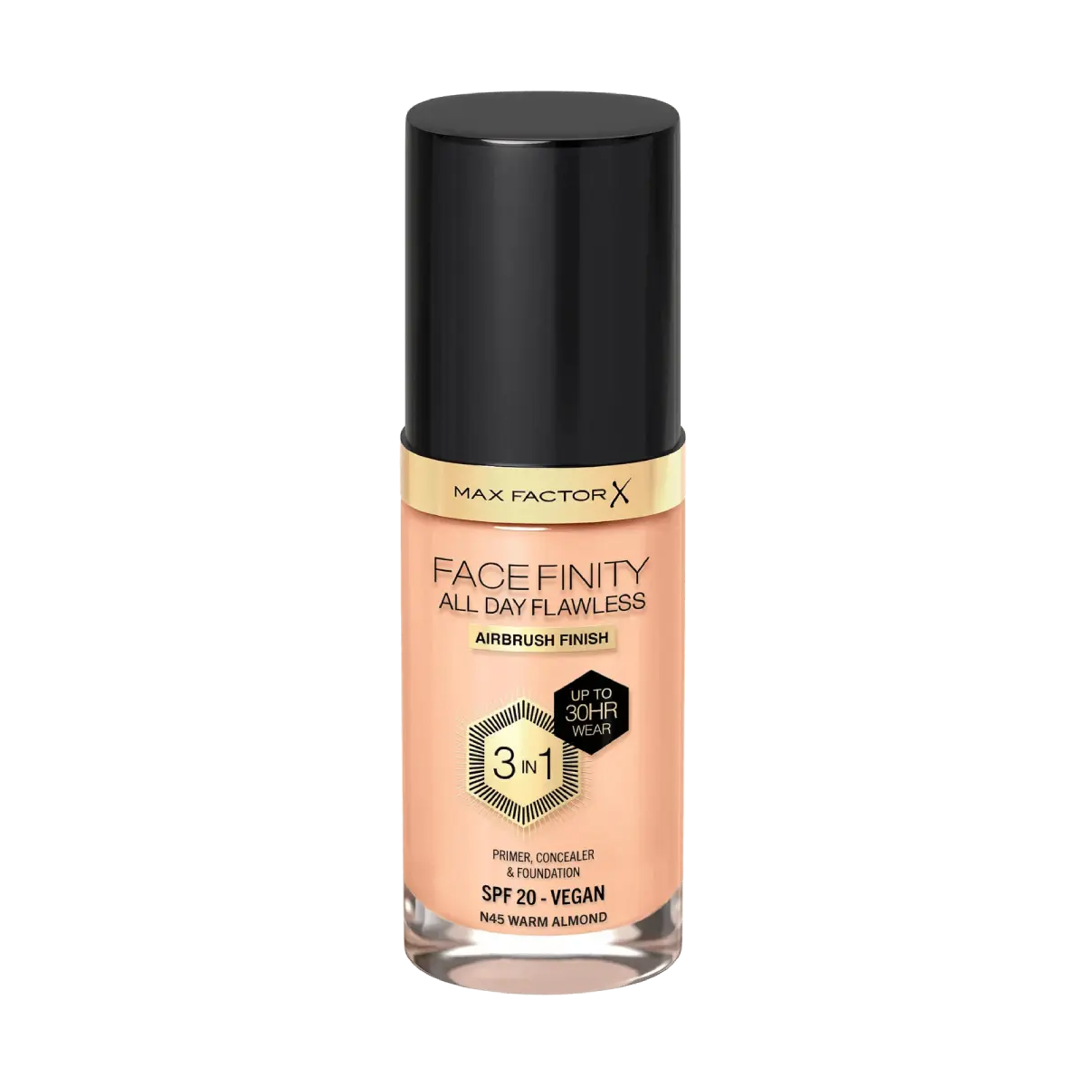 Max Factor All Day Flawless 3-in-1 Foundation N45 Warm Almond 30ml