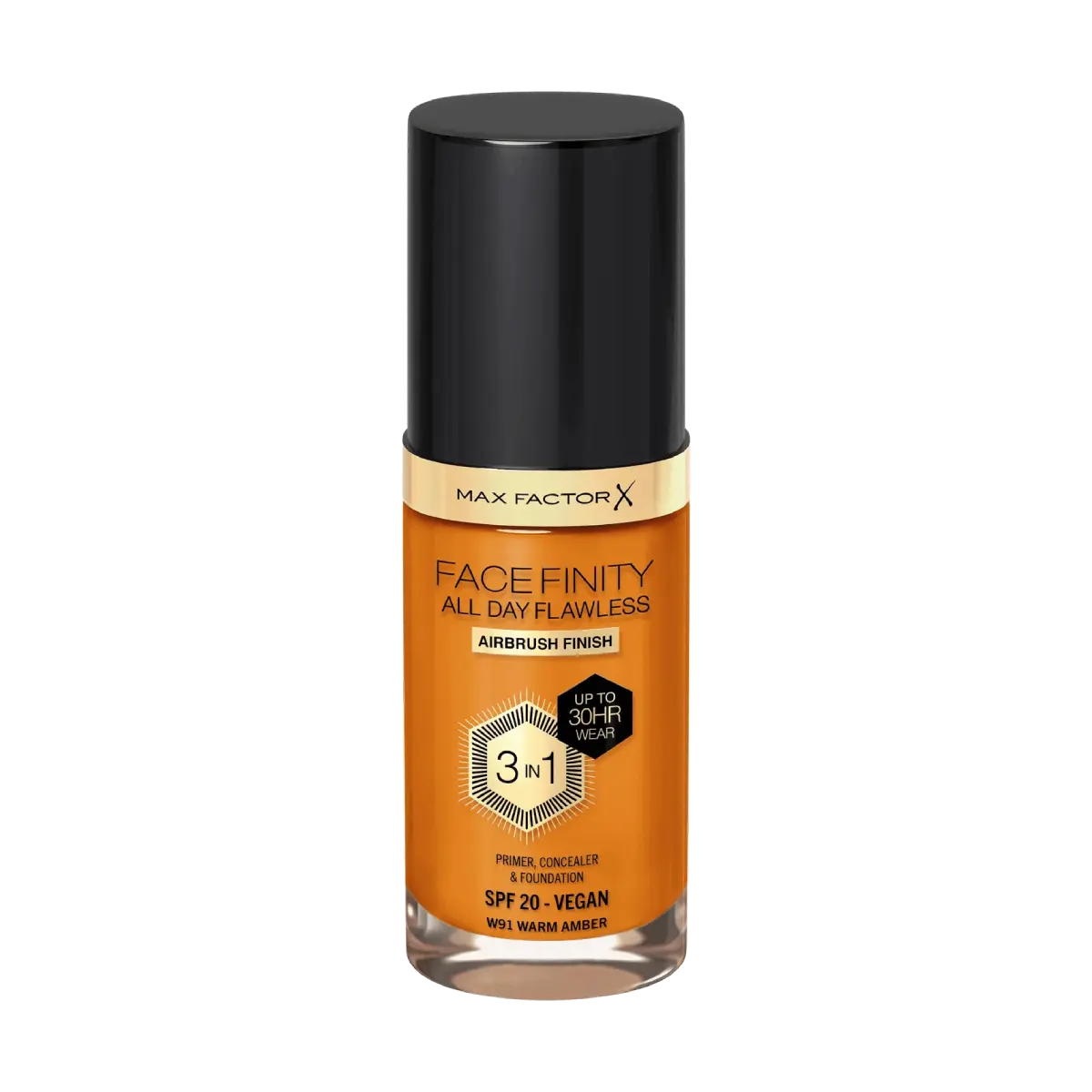 Max Factor All Day Flawless 3-in-1 Foundation W91 Warm Amber 30ml