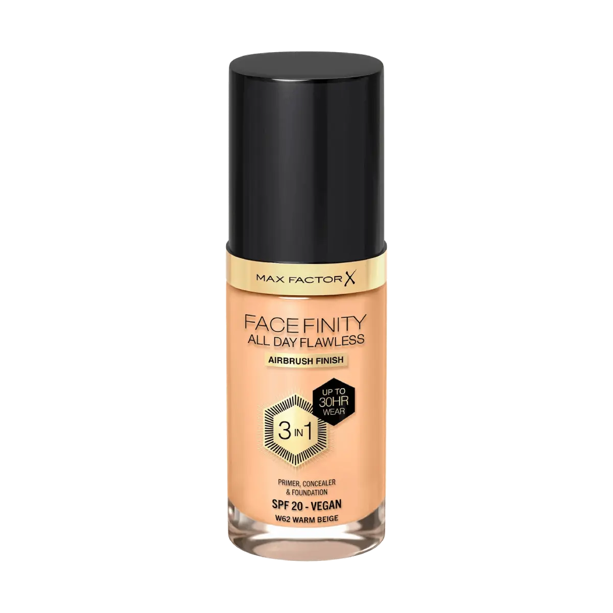 Max Factor All Day Flawless 3-in-1 Foundation W62 Warm Beige 30ml