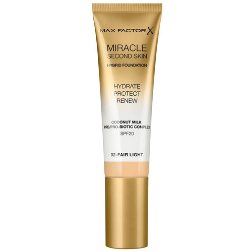 Max Factor Miracle Second Skin Foundation SPF20  30ml W 02 Fair Light