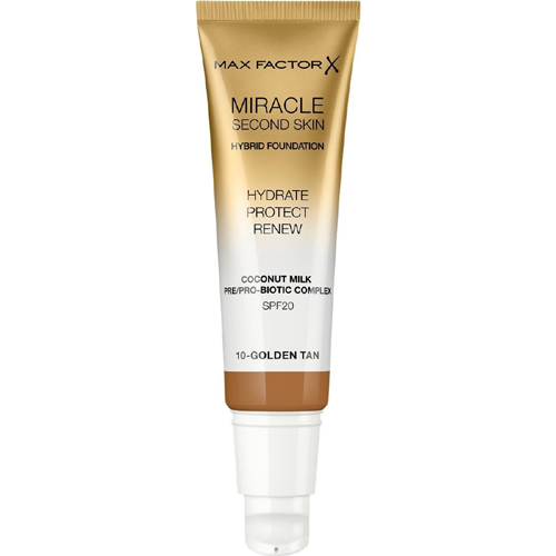 Max Factor Miracle Second Skin Foundation SPF20 30ml W 10 Golden Tan