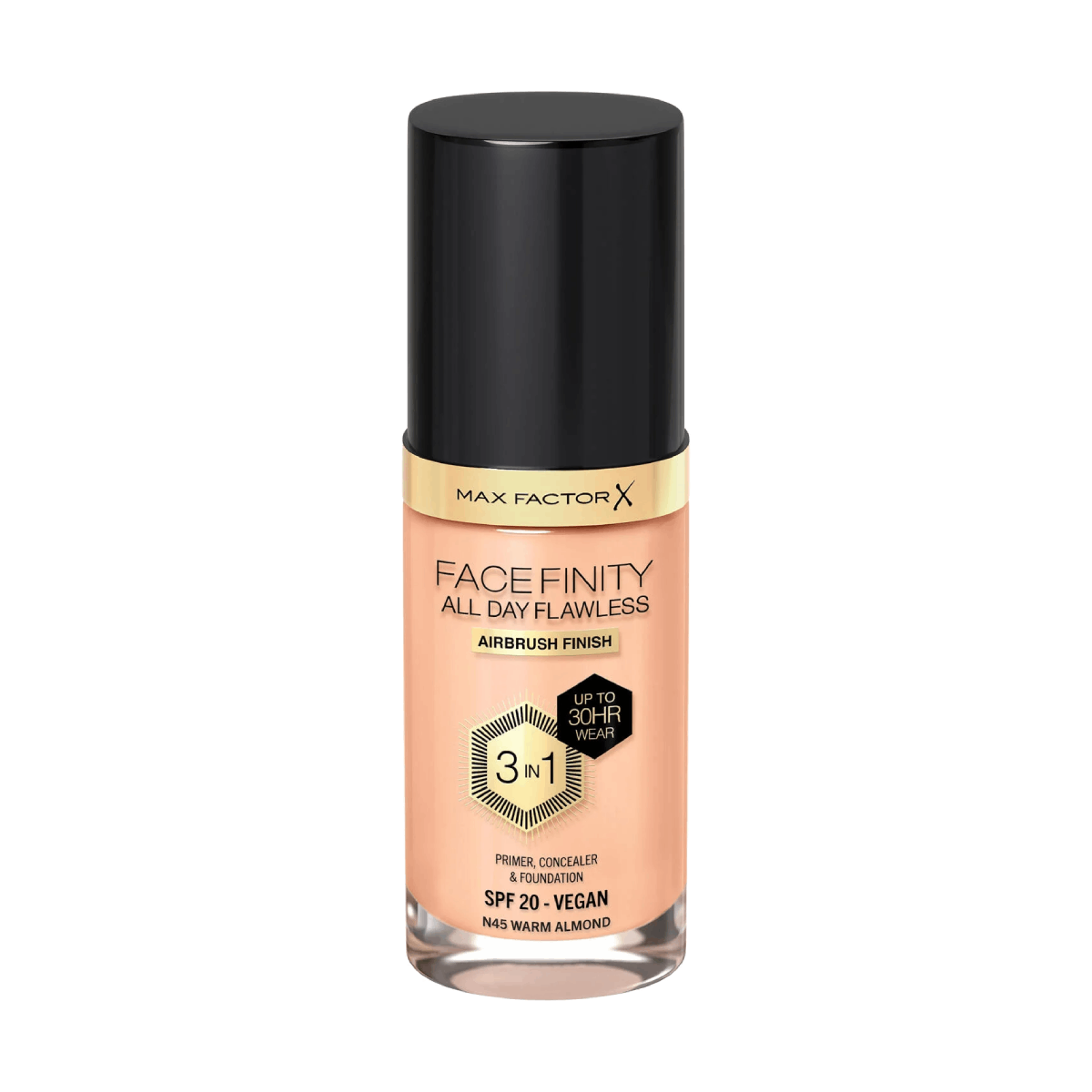Max Factor All Day Flawless 3-in-1 Foundation N45 Warm Almond 30ml
