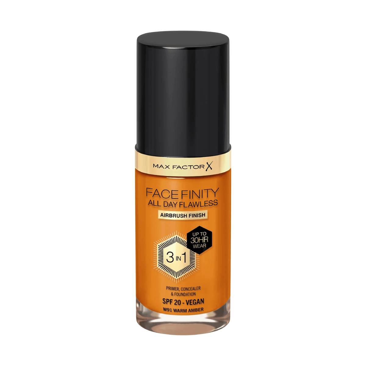 Max Factor All Day Flawless 3-in-1 Foundation W91 Warm Amber 30ml