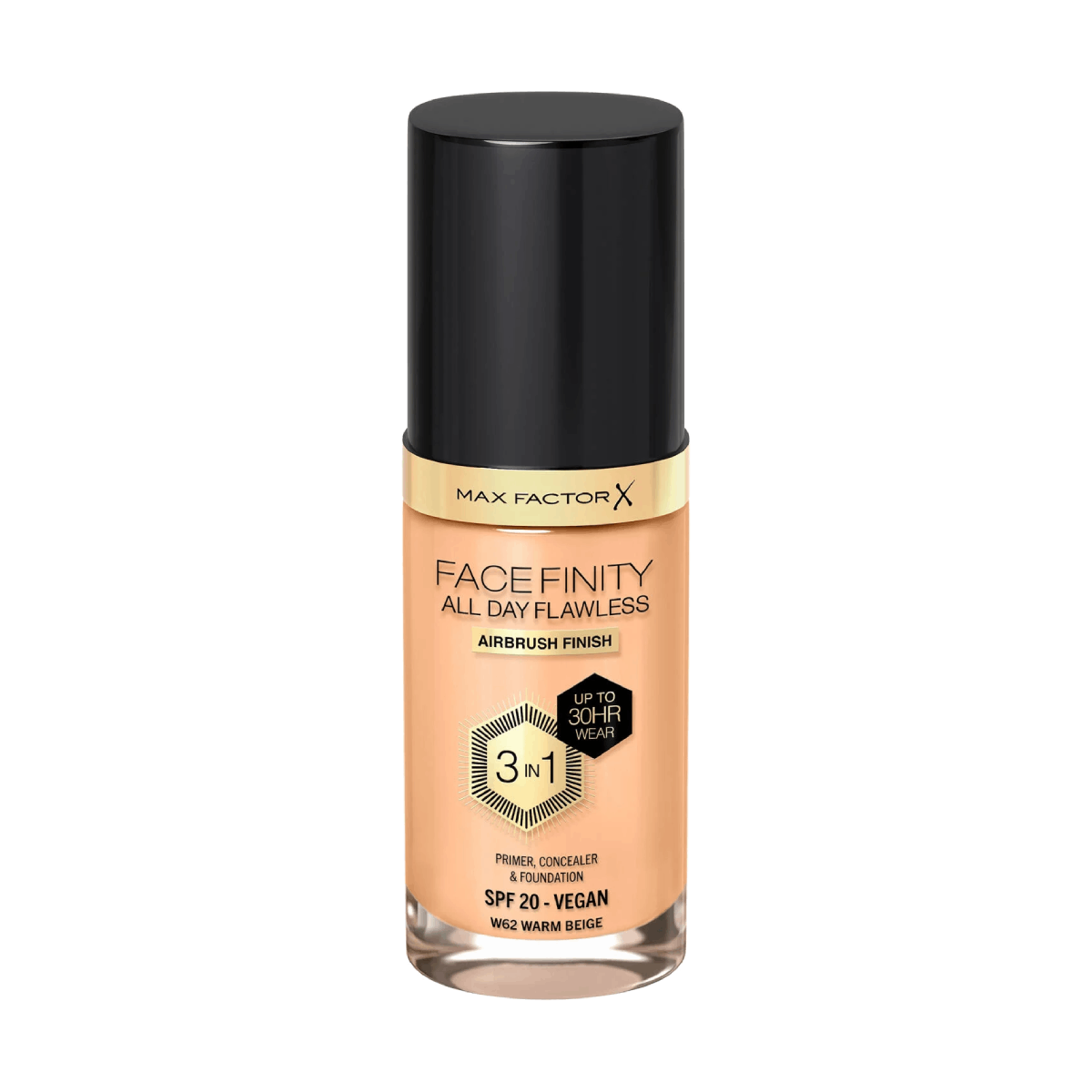 Max Factor All Day Flawless 3-in-1 Foundation W62 Warm Beige 30ml