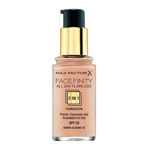 Max Factor Face Finity All Day Flawless 3in1 Foundation  SPF20 W45 Warm Almond 30ml